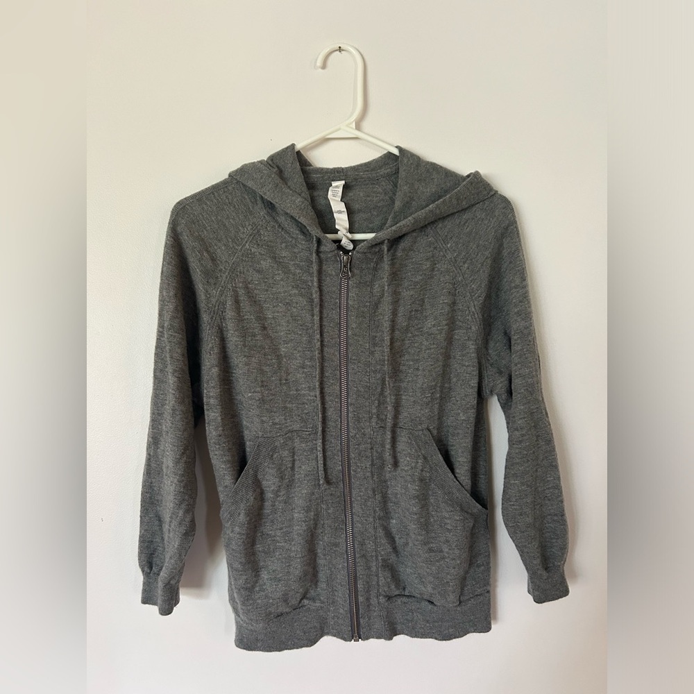 Lululemon Om On Hoodie Heathered Medium Grey Merino Wool Size 4